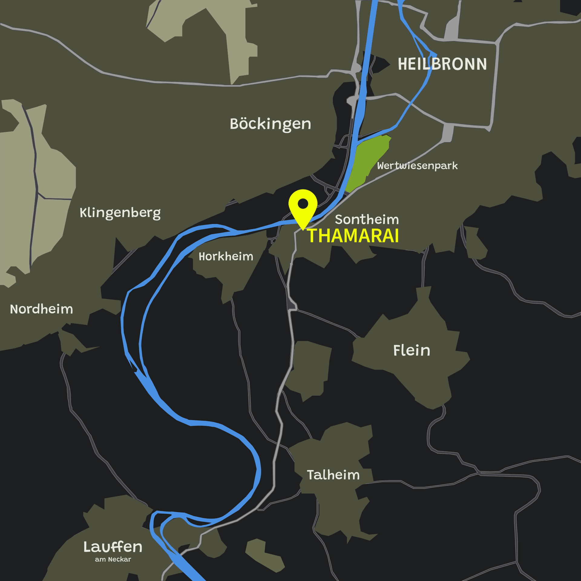 Map showing THAMARAI restaurant location in Heilbronn