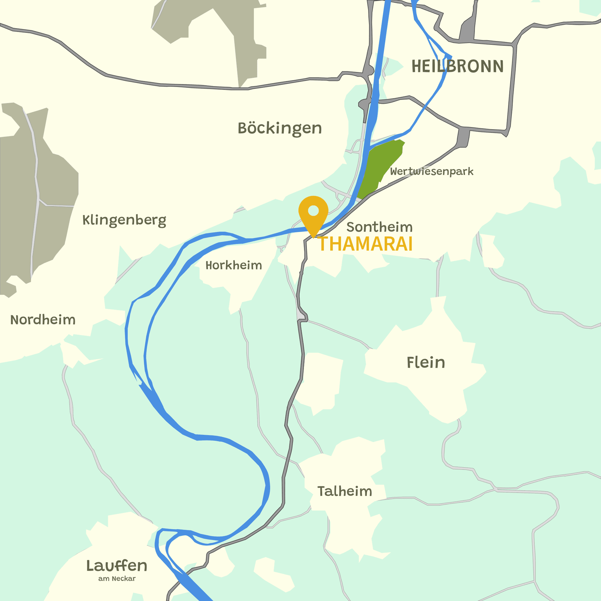 Map showing THAMARAI restaurant location in Heilbronn